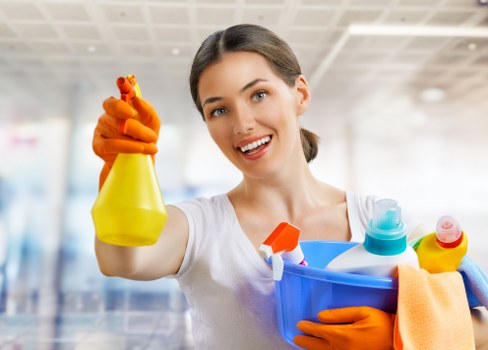 Cleaner maintaining a tidy Tufnell Park living room during a regular cleaning visit