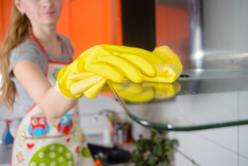 Professional cleaning of kitchen surfaces after building work in Tufnellpark