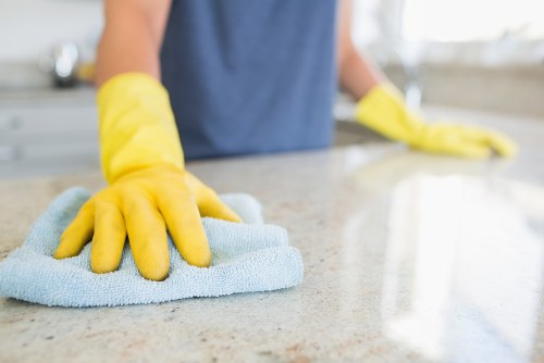Cleaner working in a Tufnellpark flat with access and space considerations